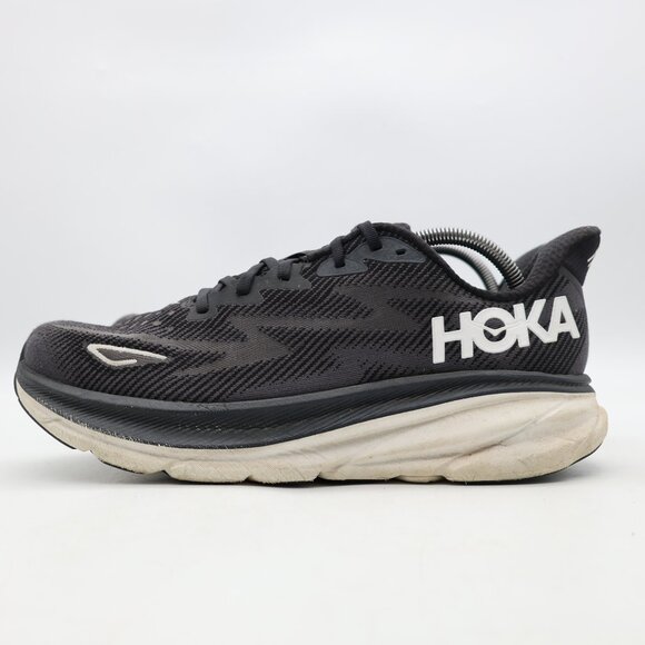 Hoka One One Clifton 9 Running Men's 10 EE Black White Mesh Road 1132210 BWHT - Picture 4 of 9